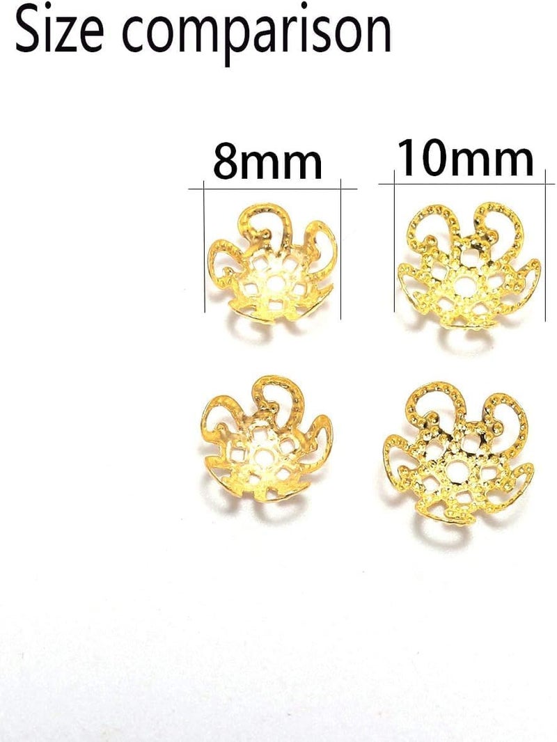 Tiosen 100Pcs Shiny Vintage Filigree, 8mm Silver Flower Bead End Caps Metal Bead Caps for Jewelry Making DIY Bracelet Earrings Arts, Crafts Accessories - Image 3